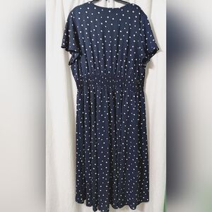 Lane Bryant Navy Polka Dot Faux Wrap Dress Size 22/24